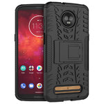 Dual Layer Rugged Tough Case & Stand for Motorola Moto Z3 Play - Black